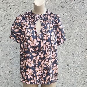 Rails Black and Pink Floral Blouse